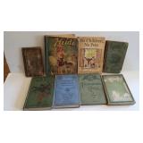 8 Antique Books incl Heidi & 1870s Osgood Speller