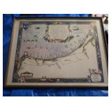 Framed Map of Long Bay 1973 19x25"