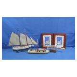Wooden Ship, Ship in a Bottle, 2 Pictures