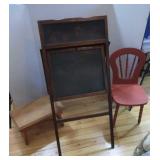 Wood Chalkboard, Wooden Bench & small Wood Childs