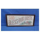God Bless Our Home Needlepoint Sign