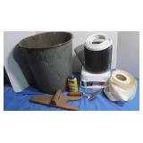 Waste Paper Basket, Trowel, Tape, Gutter Mesh