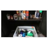 Bottom 2 Shelves-Paints, Cleaning Supplies