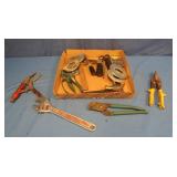 12" Adj Wrench, Slip Joint Pliers, Hammers, Tin