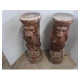 2 Plaster Griffon Plant Stands 23"H