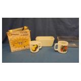 Candle Warmer, Glasbake Bread Pans, Mugs