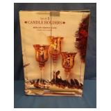 White Crackle Glass Candleholders