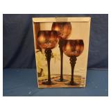 Brown Crackle Glass Candleholders