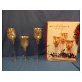 White Crackle Glass Candleholders