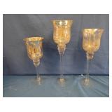 White Crackle Glass Candleholders