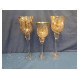 White Crackle Glass Candleholders