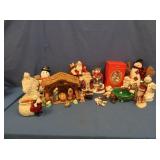 Manger, Santa & Snowman Figurines