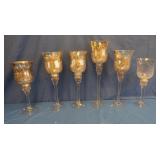 6 Crackle Glass Candle Holders