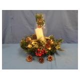 Pinecone Wreath & Hurricane Glass Candle