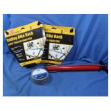 2 NIP Folding Bike Racks, Tire Pump, New Duct