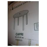 Capri 42" White Round Resin Outdoor Table in box