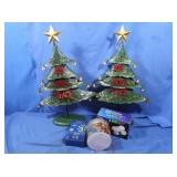Decorative Metal Christmas Trees, Globe Tinsel Lts