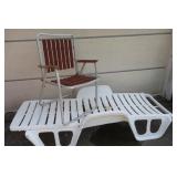 Plastic Chaise & Wooden Chair