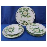 6 pcs White Rose Pattern Dinnerware