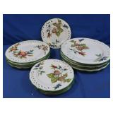 13 Botanical Themed Plates 5-12", 4-10", 4-8"
