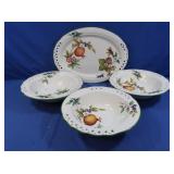 3 Botanical Themed Serving Bowls 12" Dia &