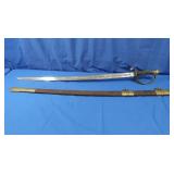 Vintage Sword w/Etched Blade (marked Spain) 42" L