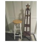3 Shelf Country Stand,-48"H Stool-e30"H