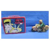 Dick Tracy Cookie Tin Lunch Box, Motorcycle