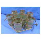 MCM Green & Gold Glasses, Ice Holder & Tray