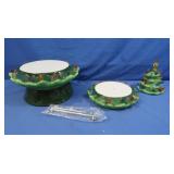 NIB 3 pc Ceramic Christmas Tree w/Lights