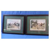 2 Framed Fox Hunting Prints