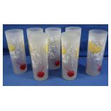 Set of 7 MCM Federal Glass Decorated Collins