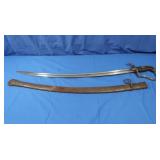 Antique Curved Blade Sword (rusted)-marked 4 J.R.