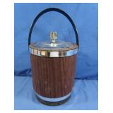 MCM Faux Wood & Metal Ice Bucket