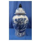 Blue & White Decorated Ginger Jar