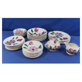 Flowered Dishes w/Sugar Bowl & Creamer