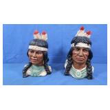 2 Resin Indian Statues 9x5"