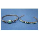 2 Sterling Turquoise Bracelets 2.5 gr gross wt