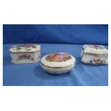3 Limoges Floral Boxes