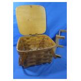 Square Woven Wood Picnic Basket