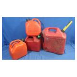 4 Plastic Gas Cans-5 Gal, 1.5 Gal, 2-2 Gal