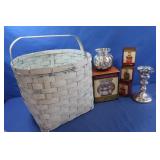 Mercury Candlesticks, Limoges Boxes, Basket