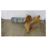 Blue Braided Runner Rug 9x2, Handmade Wooden