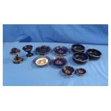 Small Navy & Gold Limoges Plates, Bowls & Egg