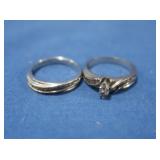 Sterling Diamond Wedding Ring Set