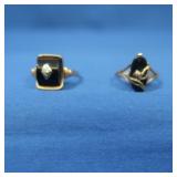 2-10K Onyx & Diamond Rings  3gr tw