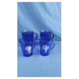 2 Blue Shirley Temple Pitchers, 2 Blue Anchor