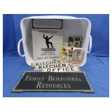 Woven Basket 18x10", Vintage Signs