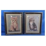 2 Vintage Cat Pictures 14x18"