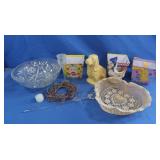 Ceramic Goose & Dog Planter, Glass Bowl & more